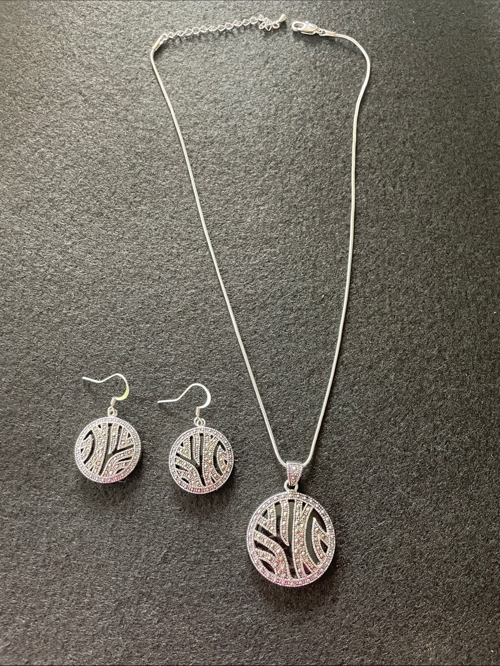 Jewels by Park Lane Crystal Medallion Necklace & Earrings Set | Silver Tone